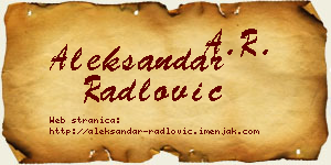 Aleksandar Radlović vizit kartica